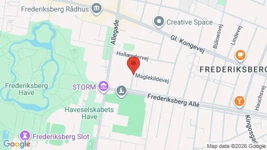 Andelsboliger til salg i Frederiksberg C - kort over placeringen