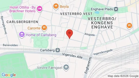 Andelsboliger til salg i Vesterbro - kort over placeringen