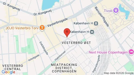 Andelsboliger til salg i Vesterbro - kort over placeringen