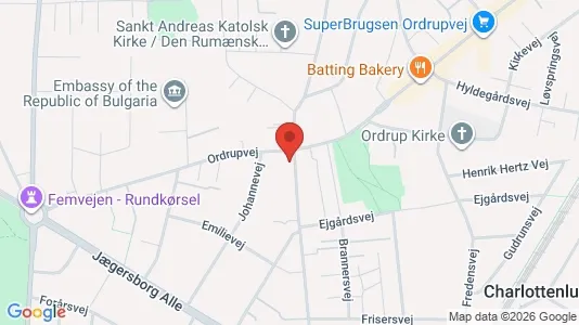 Andelsboliger til salg i Charlottenlund - kort over placeringen