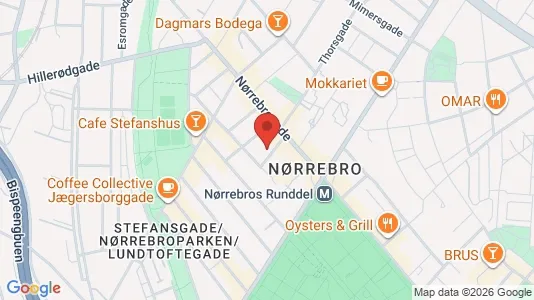 Andelsboliger til salg i Nørrebro - kort over placeringen