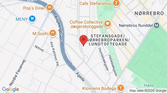Andelsboliger til salg i Nørrebro - kort over placeringen